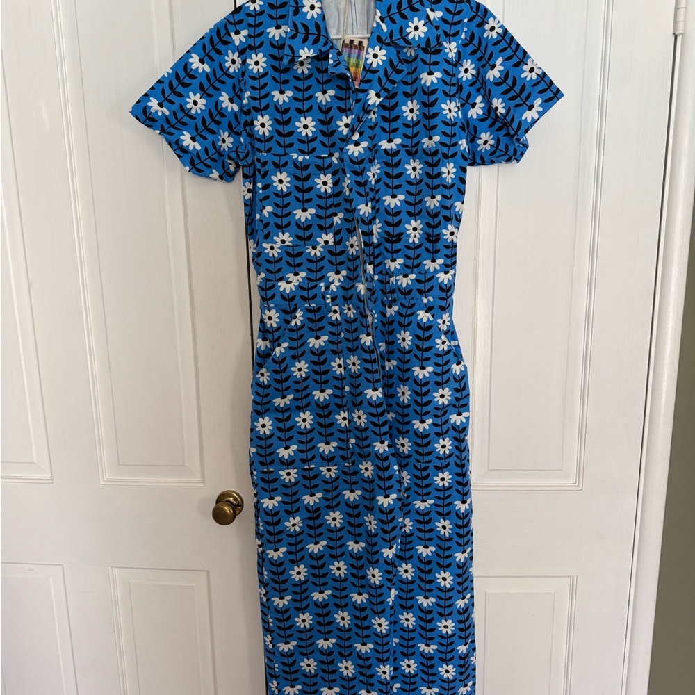 Big Bud Press Blue Floral short sleeve jumpsuit